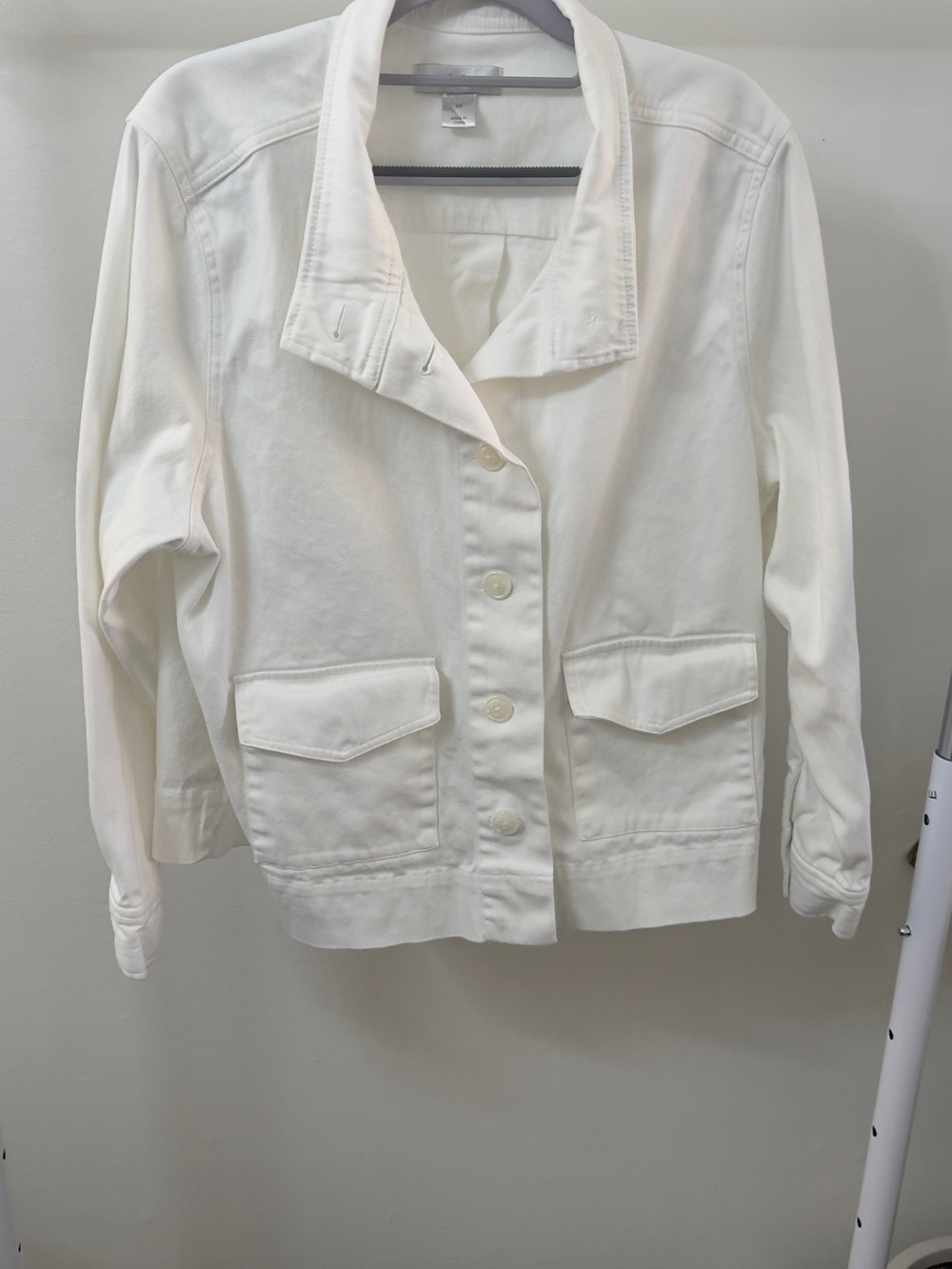 CJ Banks Cream Button-Front Jean Jacket Size 1X